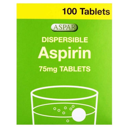 Aspirin 75mg Dispersible Tablets – 100 Tablets