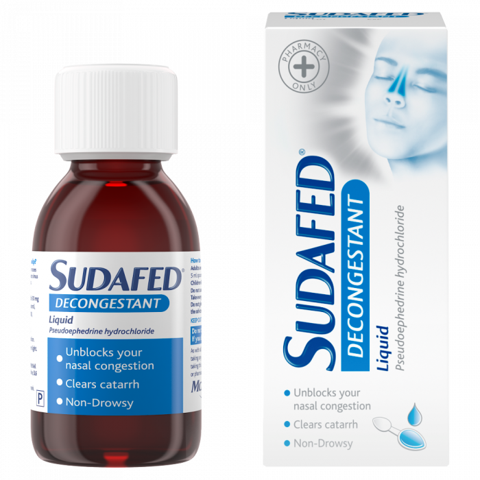 Sudafed Decongestant Liquid 100ml – Blocked Nose & Sinus Relief