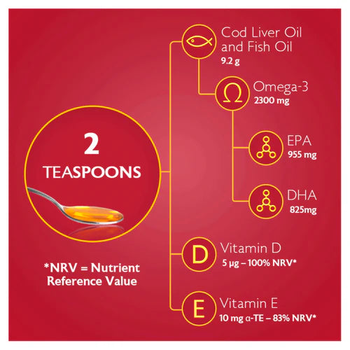 Seven Seas Omega-3 Fish Oil Plus Cod Liver Oil Maximum Strength 300ml