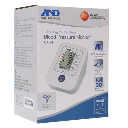 A&D UA-611 Automatic Blood Pressure Monitor Upper Arm