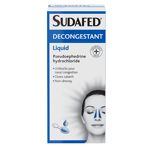 Sudafed Decongestant Liquid 100ml – Blocked Nose & Sinus Relief
